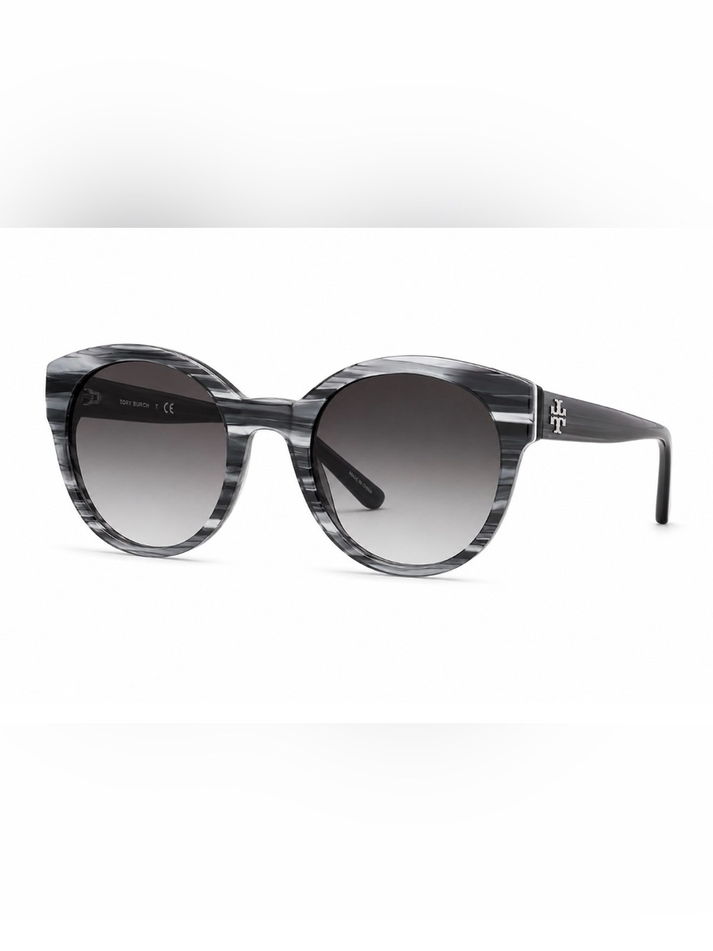 Tory Burch TY7080 Metallic Grey Horn Gradient Sunglasses 51-22-135 and Case